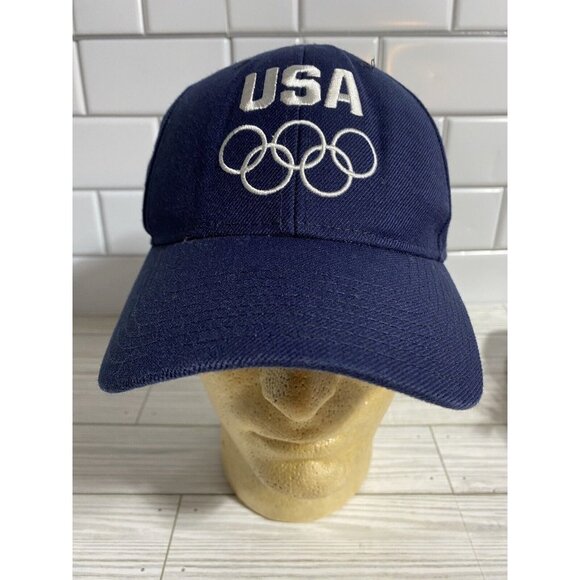 Team USA 7 Rings Logo Navy Blue Sochi 2014 Winter Olympics Adjustable Cap Hat - Picture 1 of 7